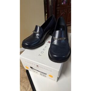 Tommy Hilfiger Tara Venetian Navy blue‎ leather loafers size 6